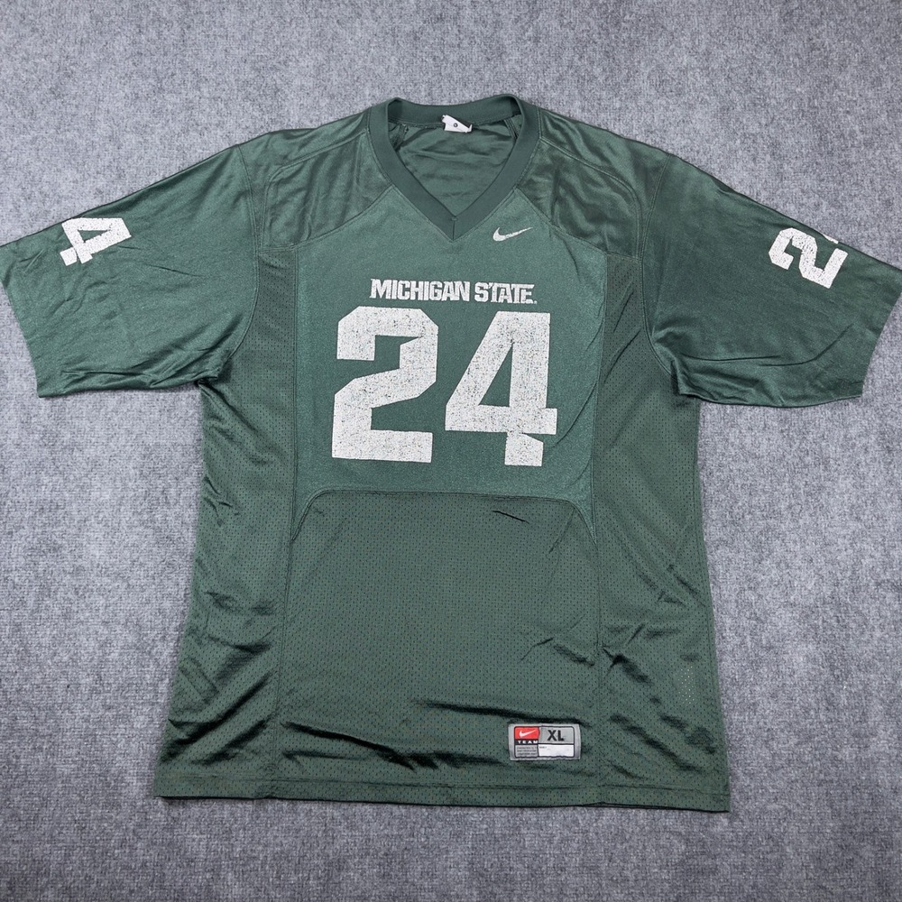 Nike Michigan State Jersey Mens XL Green Football Spartans 24 Mesh Sportswear